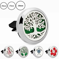 Diffuseur de voiture 30mm 35mm 38mm Arbre de Vie en acier inoxydable 316L, clip de ventilation pour parfum de voiture, 10 tampons offerts