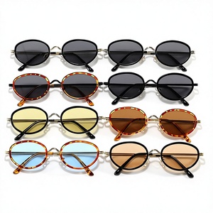 Gafas de Sol de Moda para Millonarios, Redondas, Metálicas, Ovaladas, con Montura Completa, Lentes Marrones de Aleación, Tonos Tortoise, Lentes de Sol - Product Image 6
