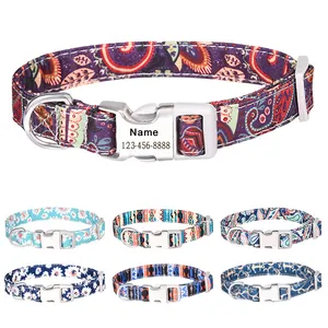 New Small and Medium Cat Dog Collar Engraved Small Daisy with Colorful Print Pet Collar