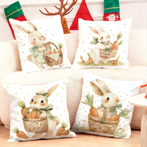 गाजर की टोकरी के साथ आकर्षक बंनी तकिए हुए तकिए उत्सव के आकर्षण को आकर्षित करते हैं। - Product Image 1