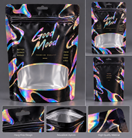 Sacs en Mylar refermables en plastique avec fenêtre, qualité alimentaire, anti-odeur, 3.5 7G 1Oz