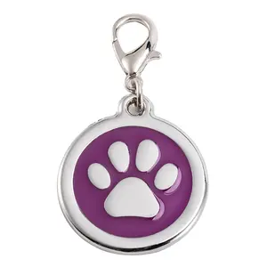 Wowei Personalized Paw Round Colorful Pet ID Dog Tags Laser Etched Deep Engraved Name Charm Tag For Pet