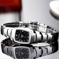 Nouveau femmes en acier inoxydable couleur carré Compact montre à Quartz étanche mince ceinture Simple verre trempé cadran à la mode alliage