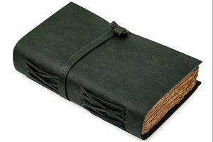 สมุดบันทึกหุ้มหนังสีน้ำเงินเข้ม ทำมือ กระดาษขอบดิบสไตล์วินเทจ สมุดจดบันทึกแบบเรียบง่ายสำหรับเขียนและวาดภาพ - Product Image 5