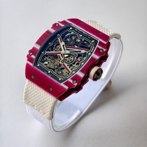 Montre mécanique de plongée en céramique RM67 de forme tonneau pour homme, haut de gamme, squelette, sport, résistante à l'eau 30 bars, cuir/silicone/caoutchouc - Product Image 4