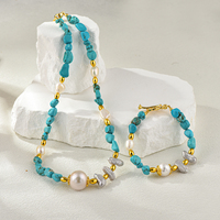 Nouveauté 2026 Ensemble Bijoux Collier et Bracelet Fait Main en Pierre de Fluorite Naturelle, Perles d'Eau Douce et Breloques Améthyste pour Femme