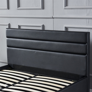 <span class=keywords><strong>Letto</strong></span> Contemporaneo in Pelle Nera con Contenitore Idraulico, <span class=keywords><strong>Letto</strong></span> Moderno con <span class=keywords><strong>Testiera</strong></span> Imbottita a Strati - Product Image 5
