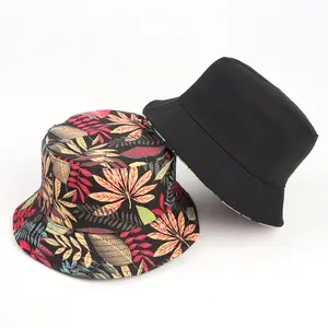 XQL fabbrica di lusso stampato secchio logo spiaggia cappello uomo e donna parasole cappello pieghevole 2 lati cappello a secchiello