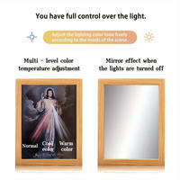 Lampe Jésus Vierge 4D LED avec cadre en bois, image lumineuse, veilleuse, message inspirant Esprit Saint, chrétienne, Noël, intérieur