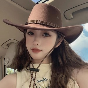Chapeau Fedora Rétro Américain Style Western Jazz à Large Bord pour Hommes et Femmes, Protection Solaire Estivale, Style Chevalier Britannique Décontracté, 100% Coton - Product Image 1