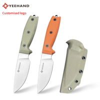 Couteau de chasse à lame fixe en acier inoxydable D2 personnalisable Yeehand avec poignée G10 pour le camping en plein air