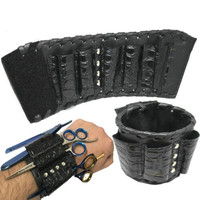 VINNIE BARBER ACCESSOIRES TITULAIRE PROFESSIONNEL BARBER OUTILS HOLSTER NOIR CISEAUX POIGNET-POCHETTE