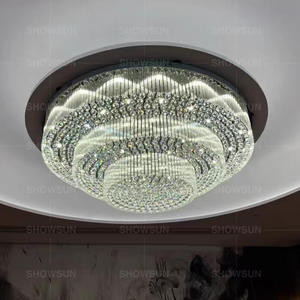 Grand <span class=keywords><strong>lustre</strong></span> rond en cristal pour hôtel, décoration d'intérieur moderne à 3 couches Projet personnalisé en or <span class=keywords><strong>Lustre</strong></span> luxueux pour grande salle de banquer - Product Image 4