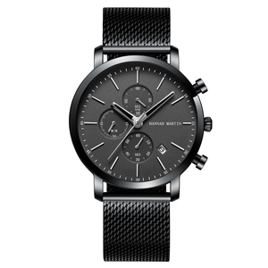 Montre à quartz pour homme HM 109, personnalisable avec logo, luxe, étanche, bracelet en acier inoxydable, montre-bracelet pour affaires - Product Image 4