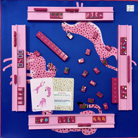 Juego de Fichas de Mahjong Americanas de Acrílico con Patrón de Leopardo Rosa Intenso Leti, con Estuche de Transporte, para Noches de Juego en Casa, Regalo