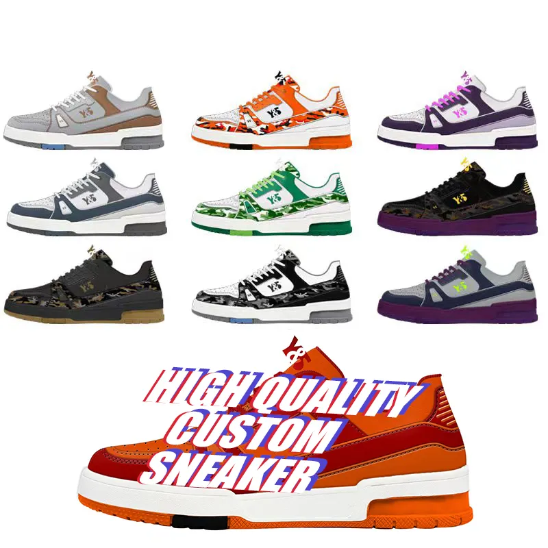 Trendy Customize Brand Men Skateboard Custom Retro Genuine Leather Sneaker Basketball Shoes