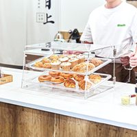 Vitrine à pain moderne en acrylique, à service libre, avec poignée, pour comptoir, transparente, portable, sans BPA, écologique, à 2 niveaux
