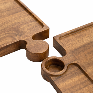 Juego de 4 tablas de charcutería de madera de acacia con asa, bandeja de rompecabezas entrelazada <span class=keywords><strong>y</strong></span> caja de almacenamiento para fiestas, regalo de vino - Product Image 3