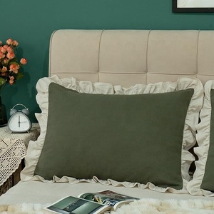 Cuscino con volant <span class=keywords><strong>in</strong></span> pizzo di lusso 20*26 "tinta unita Vintage per la casa Hotel divani cuscino Shams Champray bordo arruffato Vintage - Product Image 4