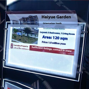 Caja de luz de cristal acrílico LED, tablero de exhibición de publicidad de tamaño A4, característica magnética luminosa para colgante de ventana de <span class=keywords><strong>agente</strong></span> <span class=keywords><strong>inmobiliario</strong></span> - Product Image 1