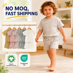 Conjunto de Camiseta y Pantalones Cortos de Jersey de Algodón Orgánico 100% para Bebés y Niños Pequeños, Conjunto de Dos Piezas de Verano, Ropa Casual para Bebés y Niños - Product Image 1