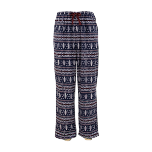 Pantalones casuales de pierna ancha recta con estampado de vacaciones Pantalones de dormir de invierno acogedores con cintura elástica - Product Image 1