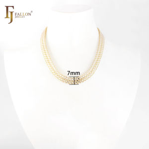 7mm FJ Fallon ファッションジュエリー ビスマルクアンカー クワッドリプルリンクチェーン 14Kゴールドメッキ ツートーンブラス - Product Image 6