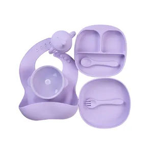 hot selling products 2023 custom silicone baby set kids dining children's silicone tableware Free Sample