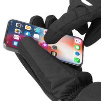 Gants de ski chauffants noirs imperméables et coupe-vent à doigts séparés avec coque souple en microfibre pour les sports d'hiver en plein air pour hommes