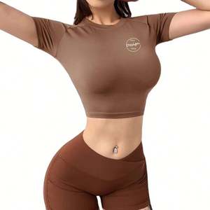 Hot Crop Top Women <b>T</b>-<b>Shirt</b> Streetwear Fashion Slim Fit <b>Tight</b> Short Custom Design Wholesale Women's Crop Top <b>T</b> <b>Shirt</b> - Product Image 4
