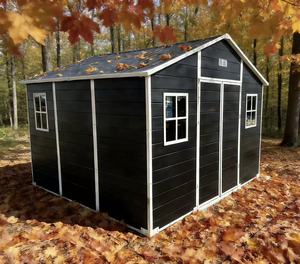 <span class=keywords><strong>Caseta</strong></span> de Jardín de Plástico PP Ecológica Personalizable, 8x10 pies, Impermeable, con Doble Puerta con Cerradura, Resistente a los Rayos UV y a la Putrefacción, Estilo Moderno y Minimalista - Product Image 4