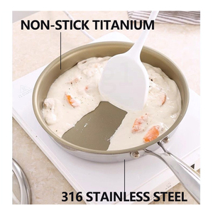 Sartén de cocina <span class=keywords><strong>antiadherente</strong></span> personalizada de 26/28/30cm, sartén plana de acero inoxidable 316, sartenes antiadherentes de titanio con tapa - Product Image 4