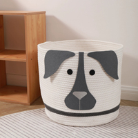 Panier tressé pliable 2025 au design animalier, écologique, couleur personnalisable, grand format, en corde de coton, pour rangement décoratif de chambre d'enfant