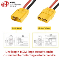 Konektor XT60 Dengan Selubung Kabel Baterai 10awg untuk 2 Paket Berurutan Kabel Adaptor Rc XT60H