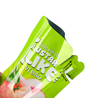 Groothandel op maat gemaakte plastic Doypack zakken met tuit voor fruit- en drankenverpakkingen, aluminium stand-up pouch 200ml met ingebouwde rietje