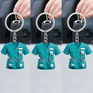 Acrylic Dentist Uniform <b>Custom</b> Name Car Mirror Ornament Teeth Dental Dentist Ornaments <b>Keychain</b> for Vehicles Bags Family Pendant - Product Image 6