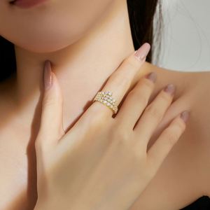 Dylam Exclusive 925 Sterling <b>Silver</b> Rhodium 18K Gold Plated Jewelry Irregular Multi-Layered <b>Spray</b> Sparkle 5A Zirconia Rings - Product Image 4