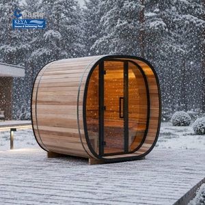 Sauna de Barril para Exteriores de Cedro Rojo Auténtico, Certificada por ETL, con Control Inteligente por WiFi, de Primera Calidad, para Villas del Sudeste Asiático - Product Image 1