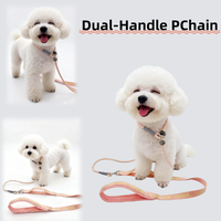 Laisse courte et longue PChain à double poignée avec boucles de positionnement doubles, pivot universel en métal anti-emmêlement, contrôle facile pour diverses utilisations