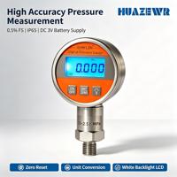 Manomètre numérique haute précision 60 mm 0,25 % pour hydraulique, air, eau, 9 unités, 1/4 NPT G1/4, testeur LCD rétroéclairé