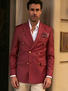 Traje de Negocios Personalizado de Alta Gama, Color Vino Tinto, Cruzado, Antiestático y Que No Se Encoge, 100% Lana, Estilo Inglés - Product Image 3