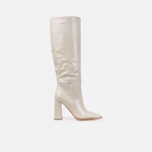 <span class=keywords><strong>Botas</strong></span> <span class=keywords><strong>Largas</strong></span> hasta la Rodilla con Tacón Cuadrado y Punta Cuadrada en Piel Sintética de Serpiente <span class=keywords><strong>Beige</strong></span> para Mujer - Product Image 5