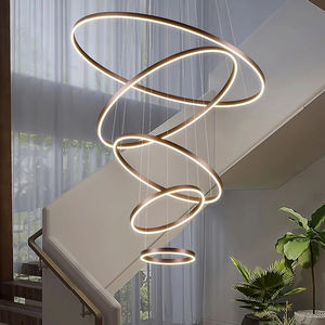 โคมไฟเพดานห้องนั่งเล่น โมเดิร์น แสงหลัก สไตล์มินิมอล ให้ความรู้สึกหรูหรา เหมาะสำหรับวิลล่า อพาร์ทเมนต์ ดูเพล็กซ์ ล็อบบี้ โคมไฟระย้าทรงวงแหวน - Product Image 6