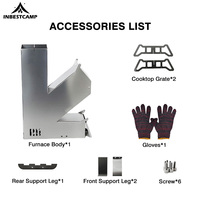 INBESTCAMP Poêle à bois multifuel pliable carré pour cuisson extérieure, idéal pour le camping