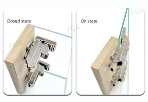 Dobradiça de Armário com Fechamento Suave para Porta de Vidro, <span class=keywords><strong>110</strong></span> Graus, Dobradiça de Ferro para Móveis, Sem Furo, Cozinha, Quarto, Hospital - Product Image 4