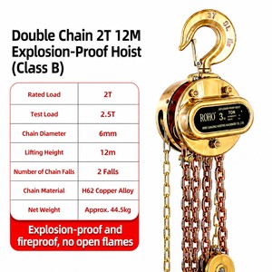 Alat Pengangkat Aman Anti Ledakan dari Paduan Tembaga, Hoist Rantai Ganda 2 Ton 12m - Product Image 1