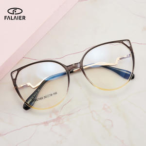 Montures de lunettes Falai Cat Ear en TR90, monture complète, protection contre la lumière bleue, style européen et américain tendance, C6 rouge foncé - Product Image 2