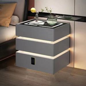 Mesita <span class=keywords><strong>de</strong></span> Noche Inteligente al Mejor Precio, con Carga Inalámbrica, Luz LED, Cerradura con Huella Dactilar y Gabinete <span class=keywords><strong>de</strong></span> Almacenamiento - Product Image 5