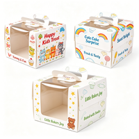 Boîtes à gâteaux roses personnalisées pour enfants avec poignée, emballage cadeau mignon à motif de dessin animé pour boulangerie - Vente en gros