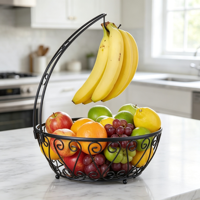 Panier de rangement multifonctionnel pour légumes et fruits avec support à bananes pour cuisine et garde-manger